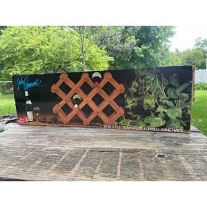 NOS Sealed Vintage Julie Pomerantz Teakwood Floating Wine Rack 10 bottle